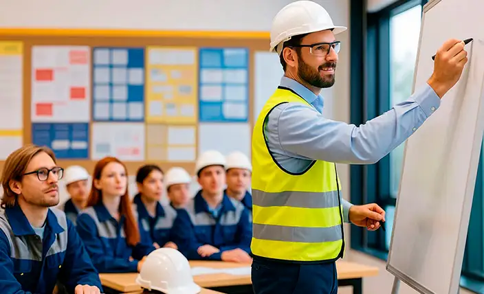 ingeniero realizando capacitación ssoma