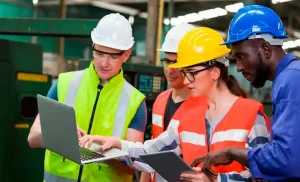 ingenieros viendo una laptop