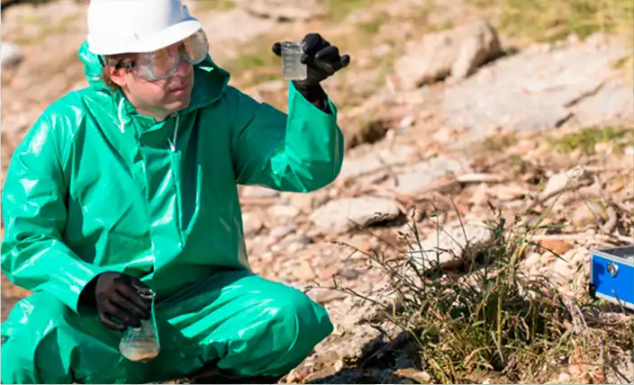 ingeniero realizando tomad e muestra de agua