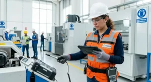 ingeniera haciendo medición de calidad de aire ocupacional