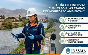 Ingeniero realizando mediciones en etapas del monitoreo ambiental.