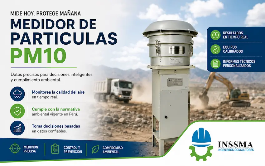medidor de particulas pm10 realizando monitoreo de calidad del aire ambiental